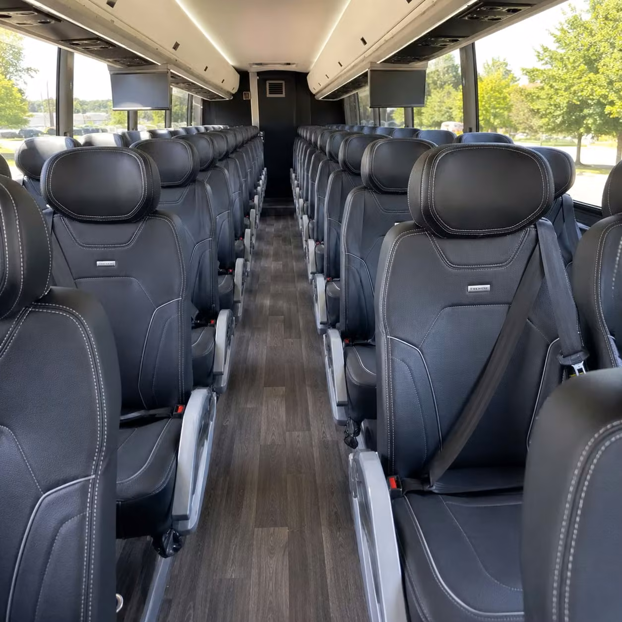56 passenger charter bus inside